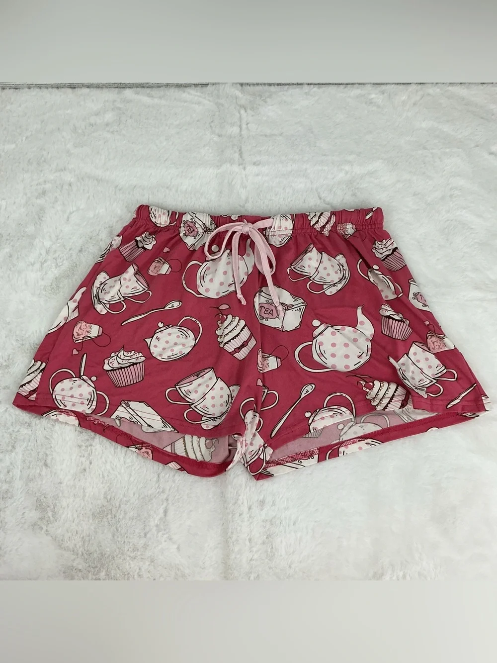 Sam and Olivia Tea Time Pink Polka Dot Sleep Shorts